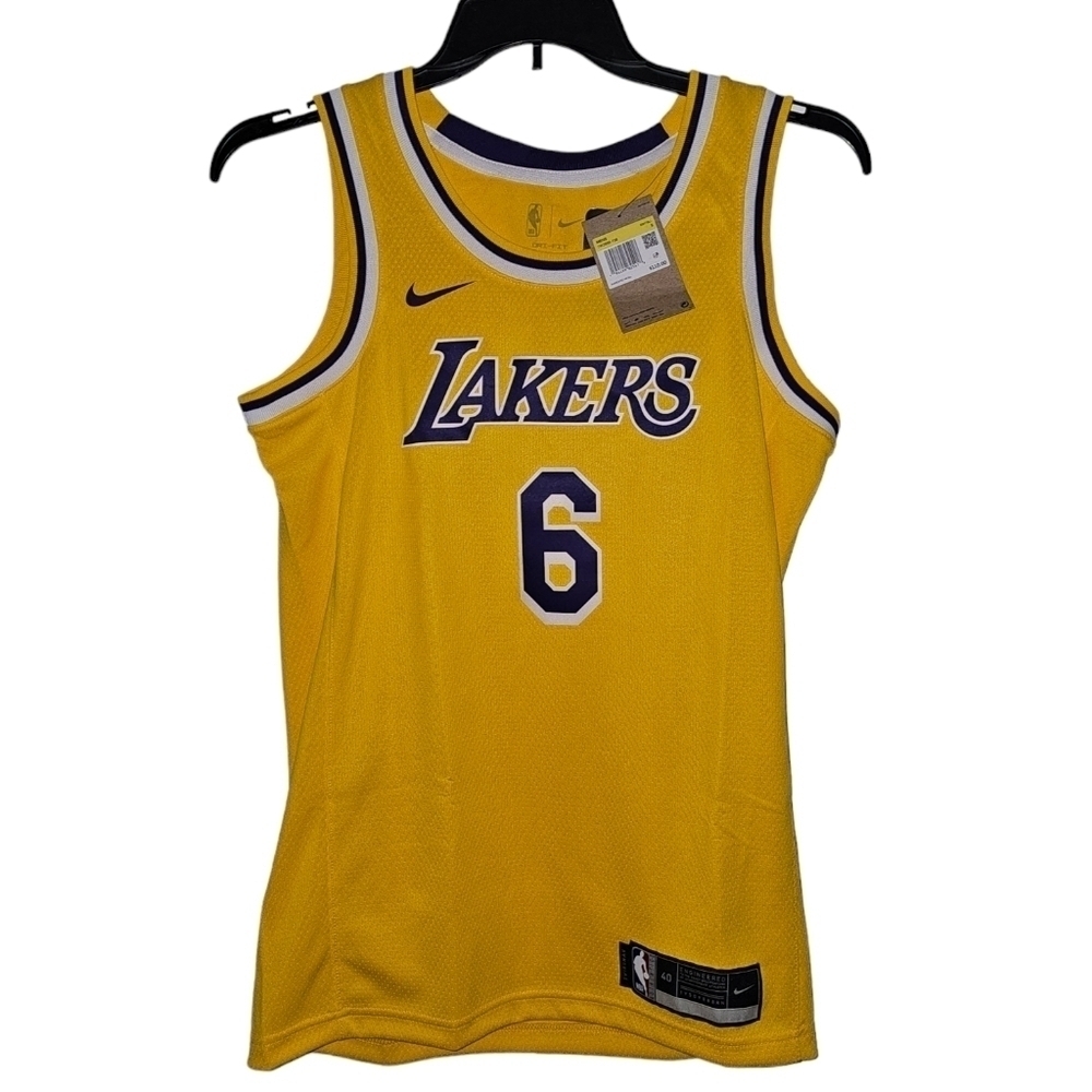 Nike LeBron James #6 Lakers Swingman Jersey Yellow Dri-Fit Size S CW3669-738